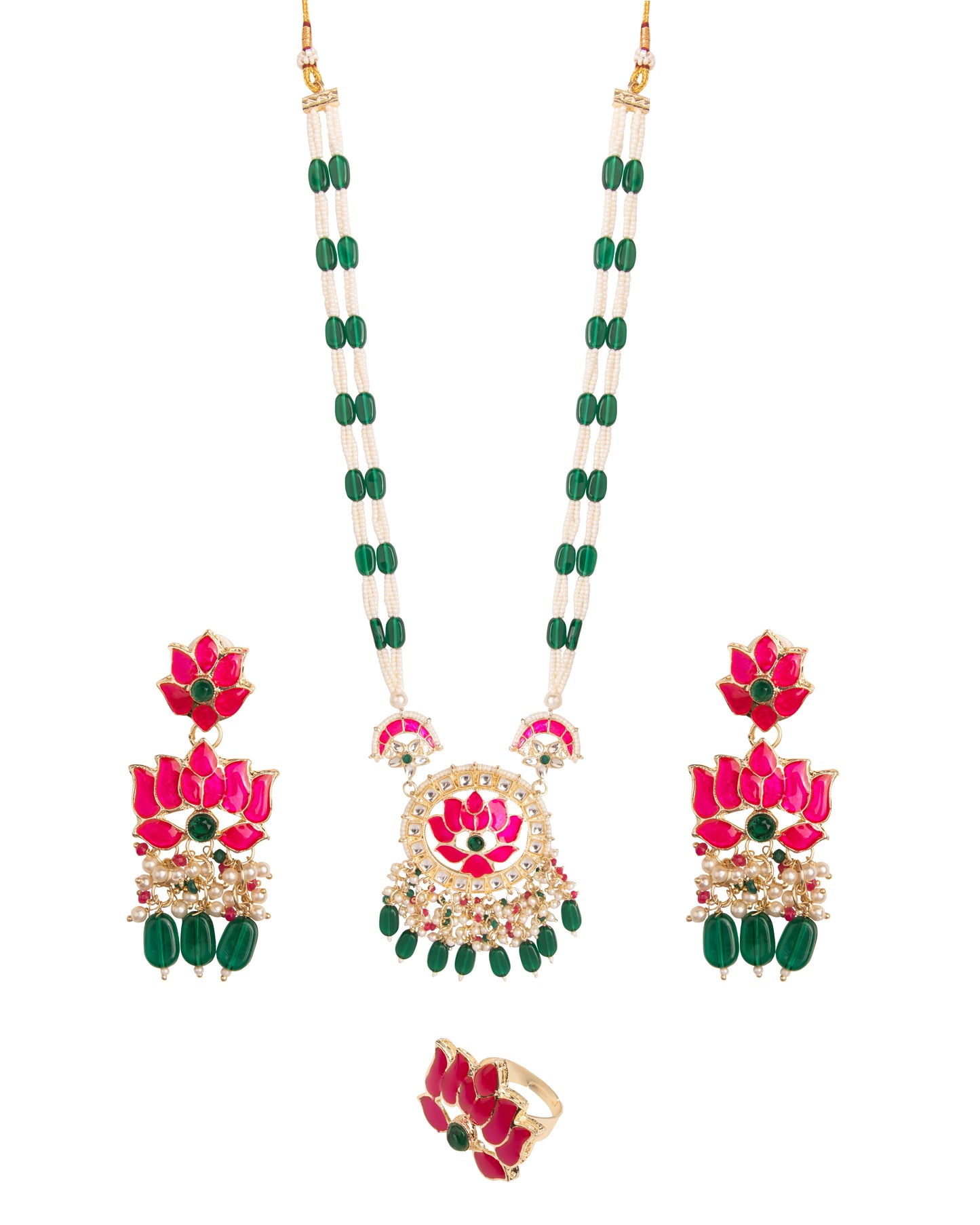 Pushkara Long Necklace Set with Earring & Ring