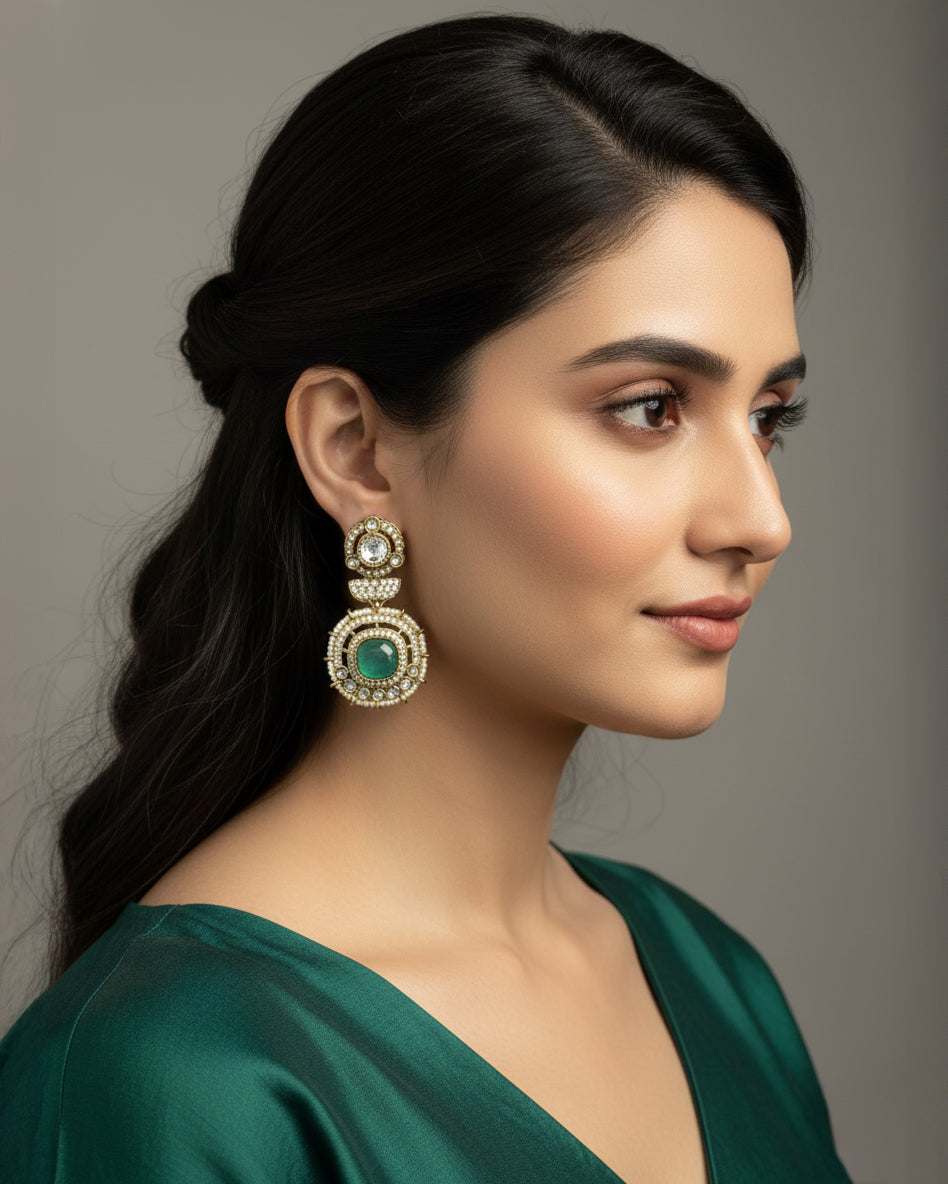 Mint Green Tiana Premium Designer Zircone Polki Dupe Earring