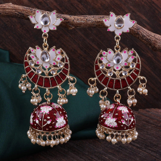 Maroon Long Moon Jhumka