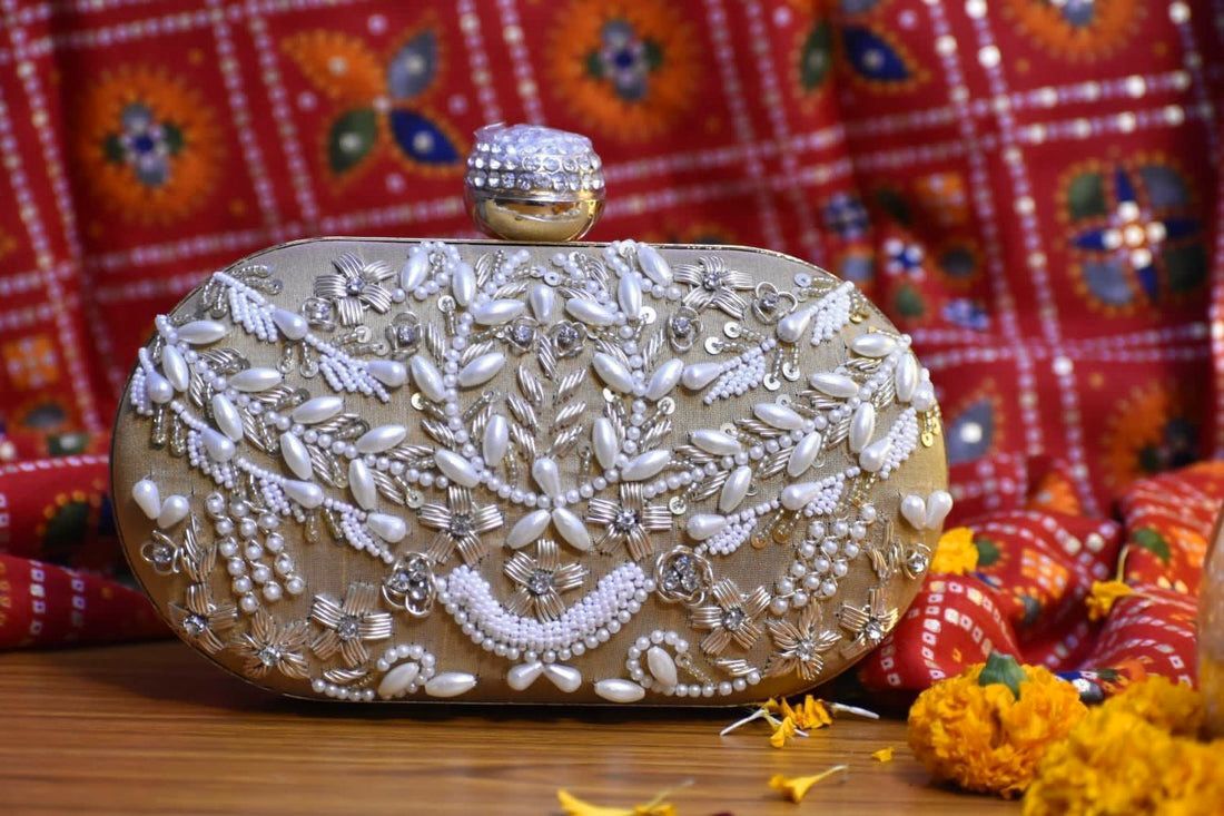 Beige Kanika Bridal Ethnic Clutch