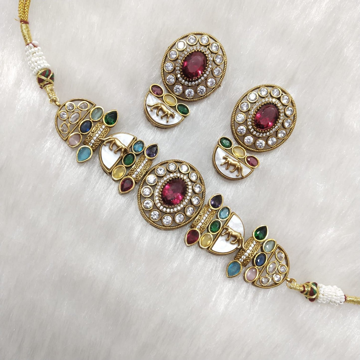 Multi Aishani Premium Sabya Inspired Necklace with Earring