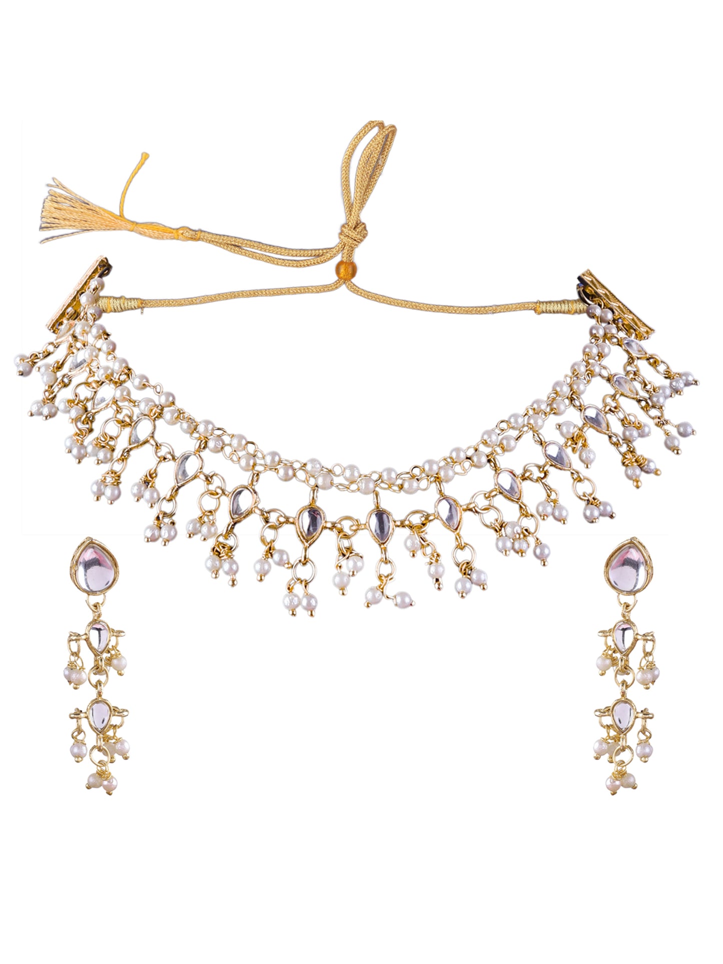 Revaan Pearl Statement Choker NeckSet with Earring