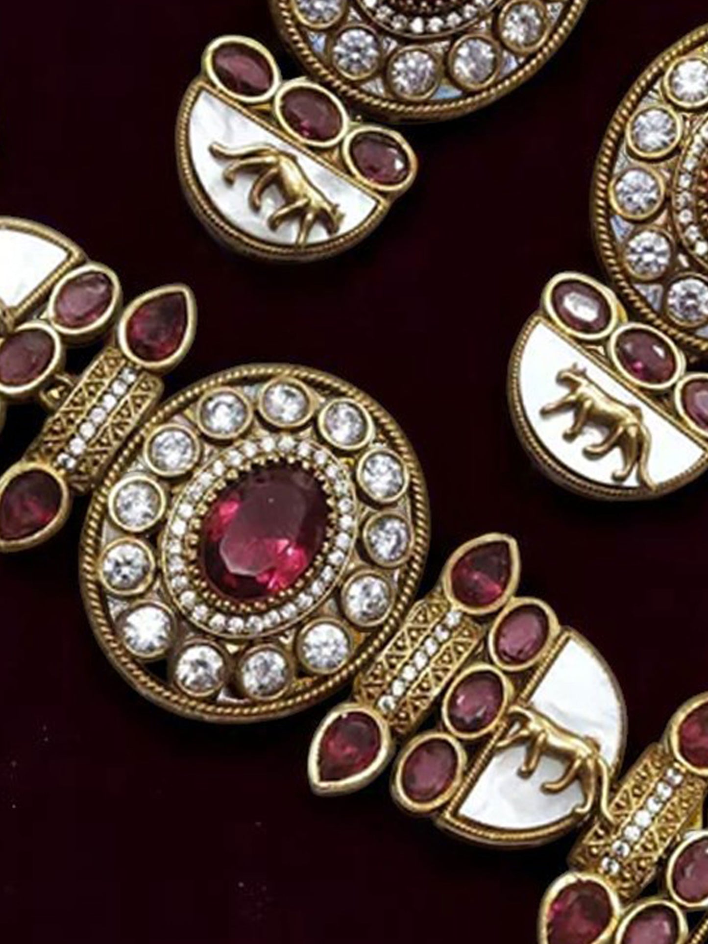 Wine Aishani Premium Sabya Inspired Necklace with Earring