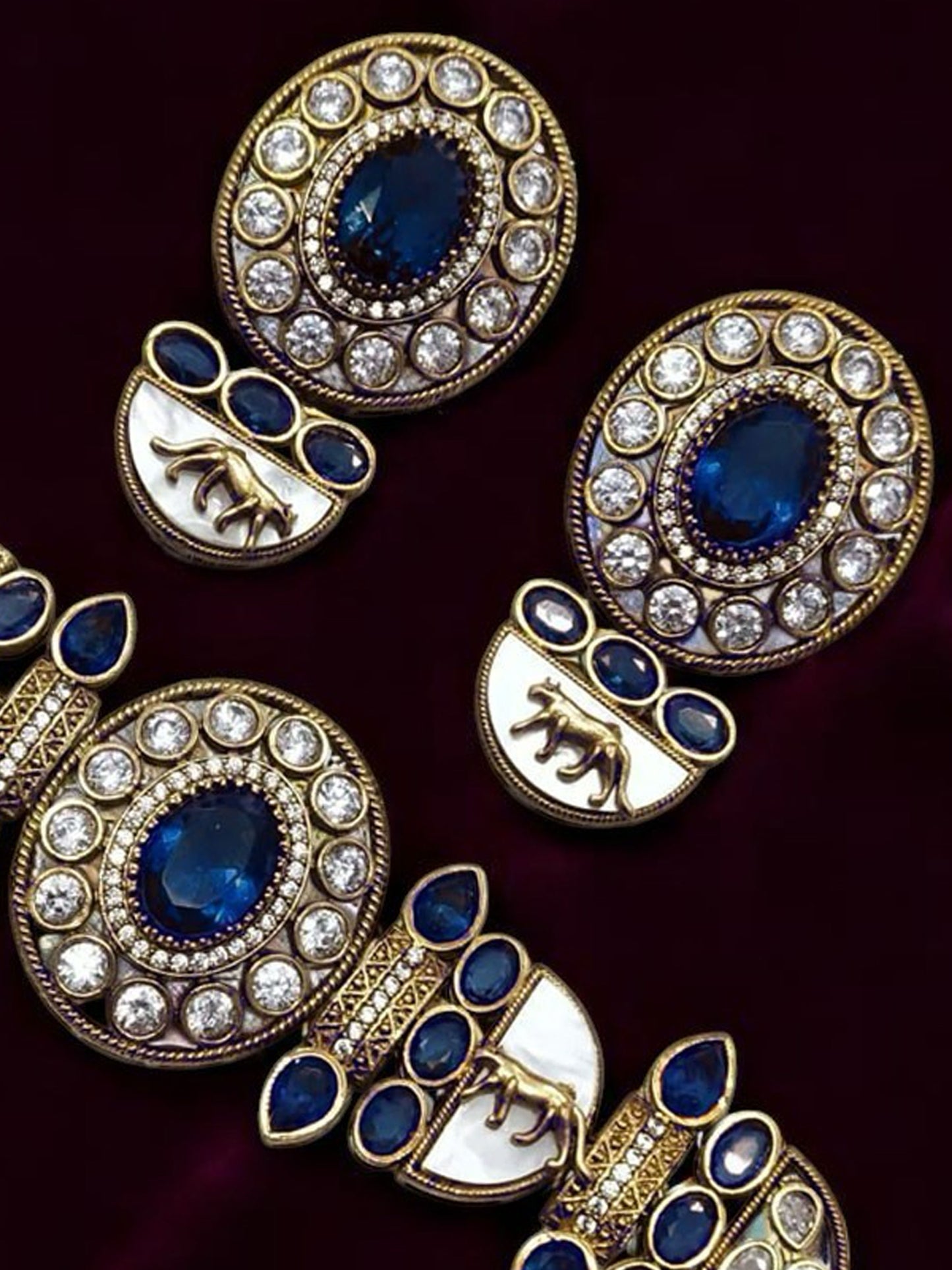 Blue Aishani Premium Sabya Inspired Necklace with Earring