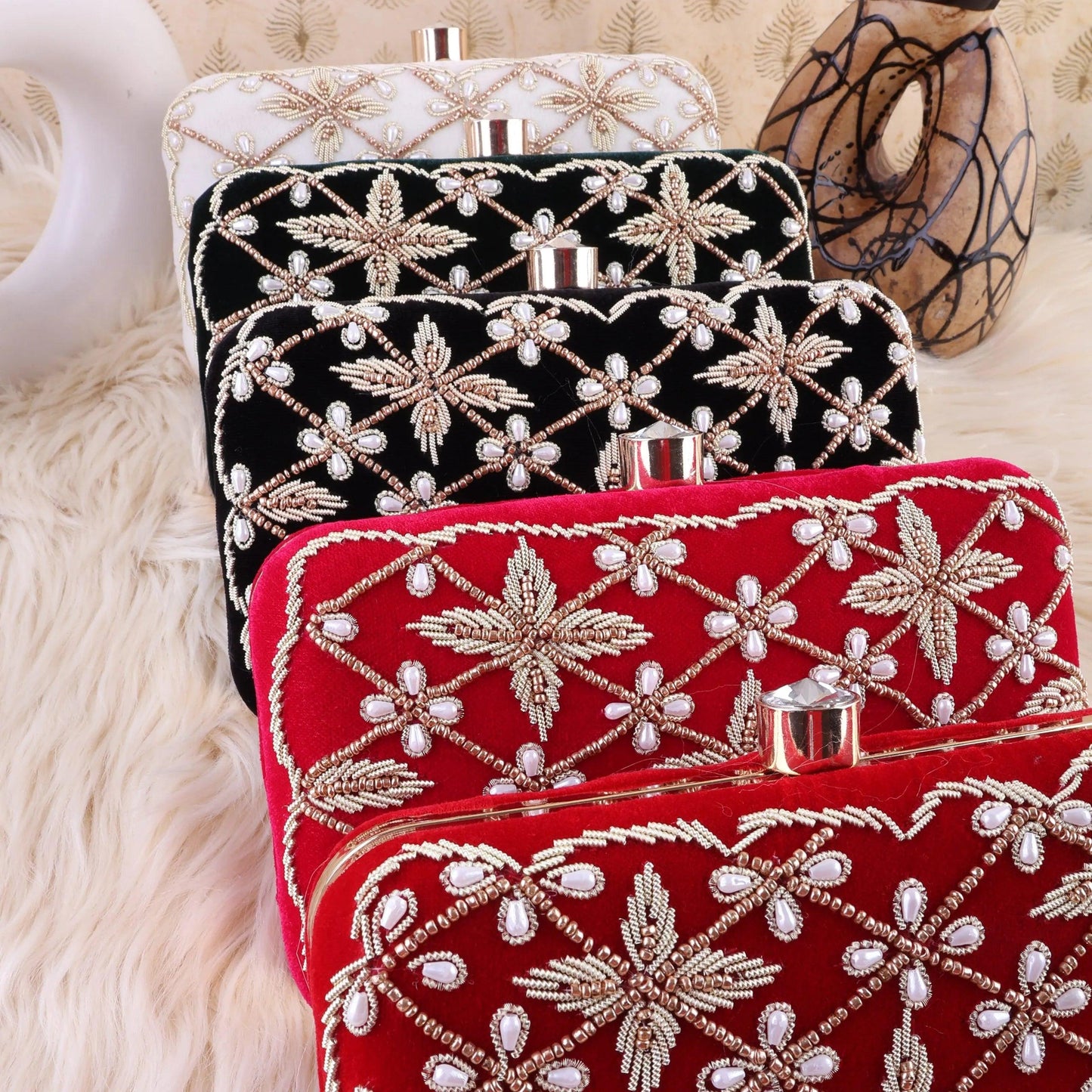 Pink Jivika Embroidered Clutch