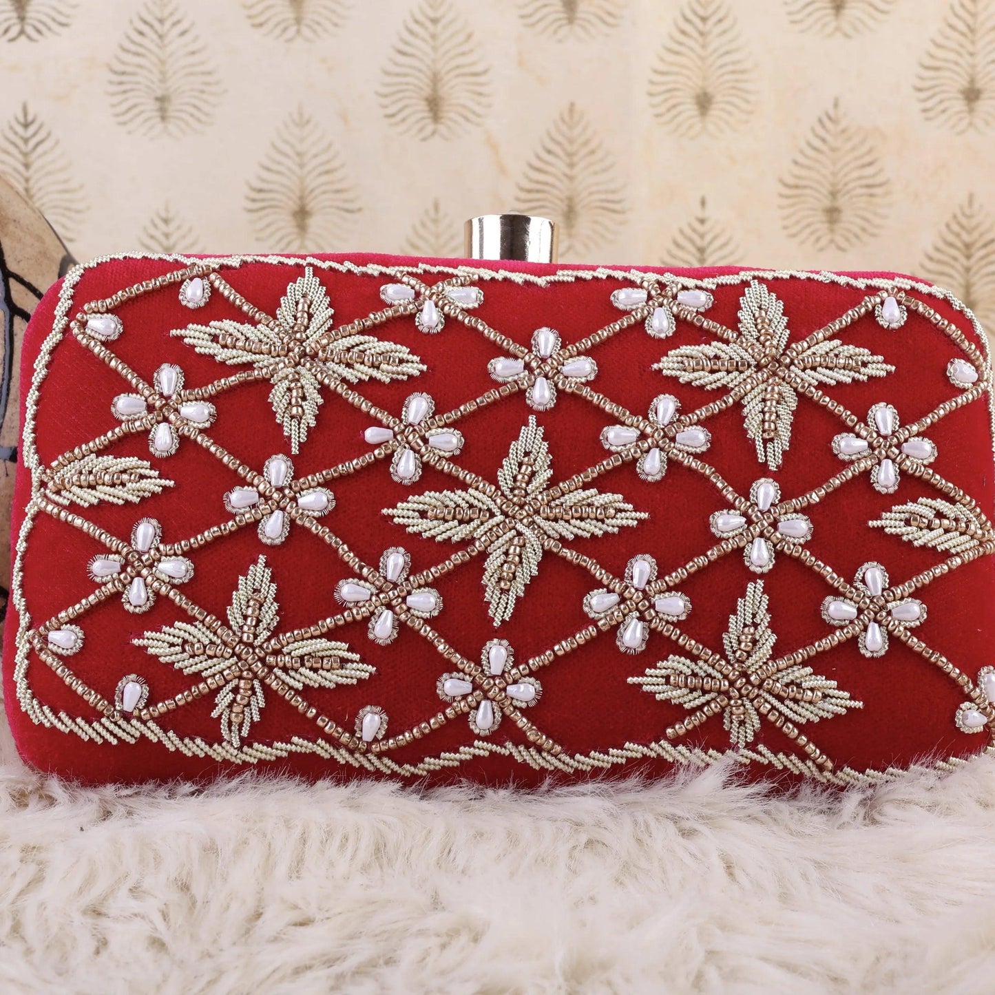 Pink Jivika Embroidered Clutch