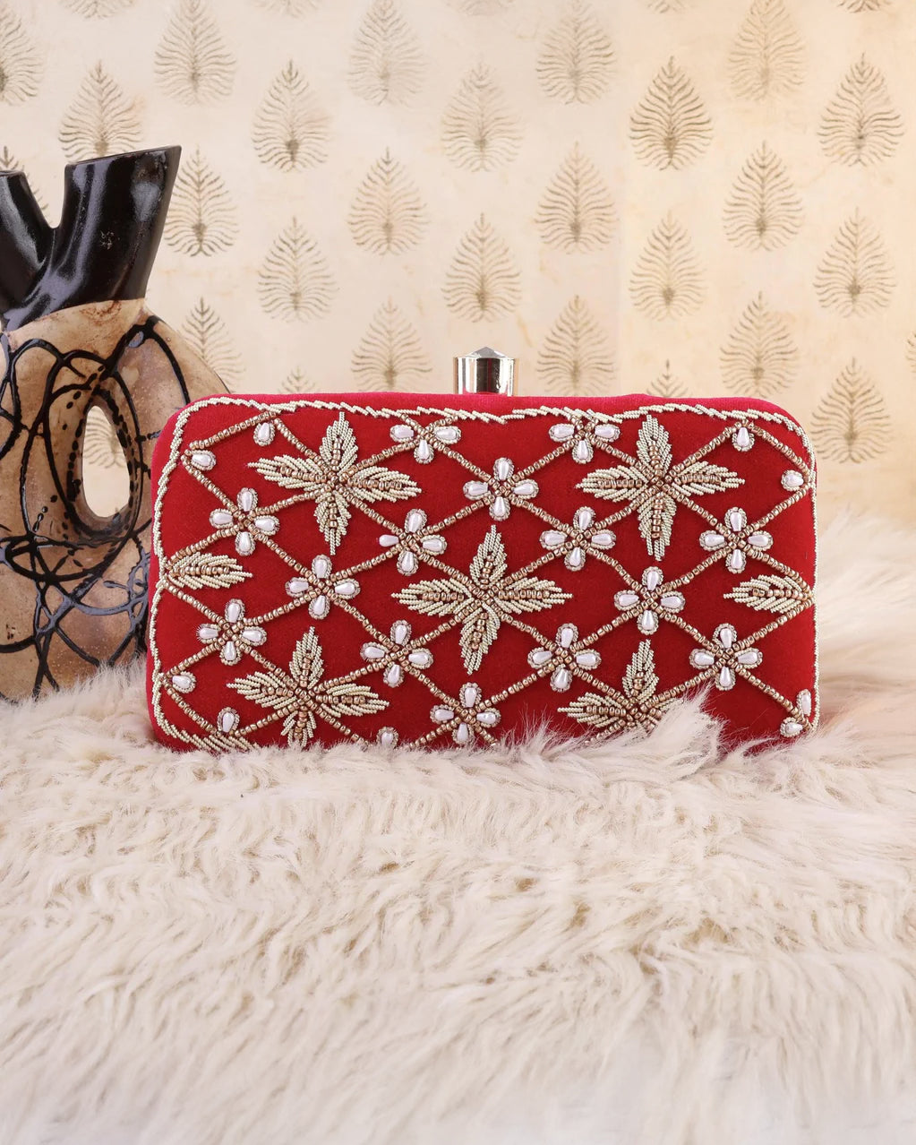 Pink Jivika Embroidered Clutch