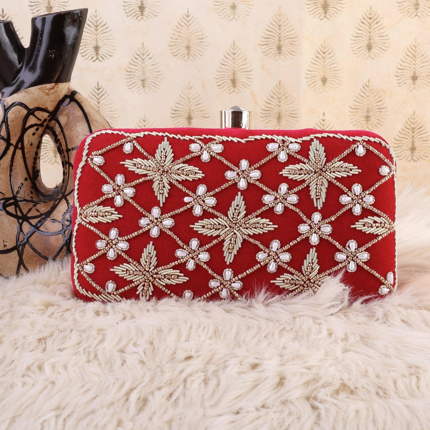 Pink Jivika Embroidered Clutch