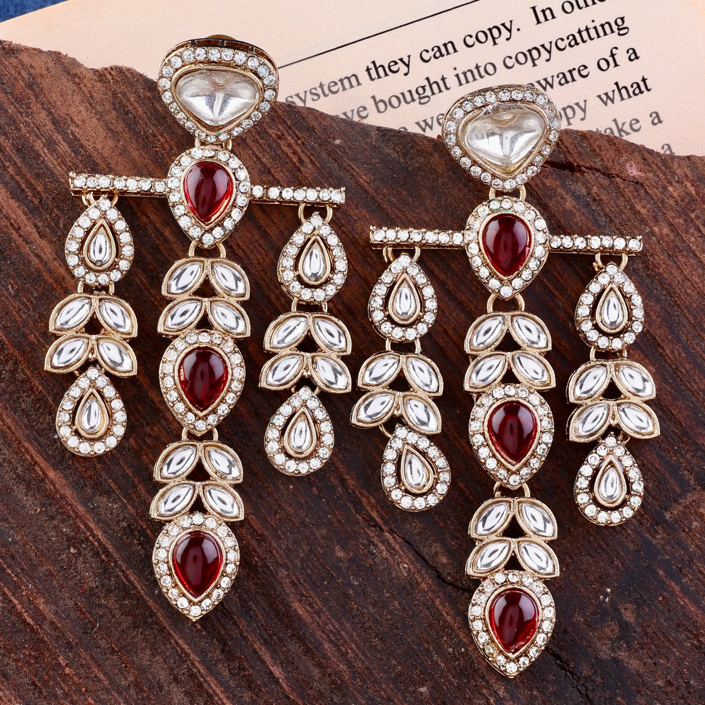 Red Japneet Premium Designer Zircone Earring