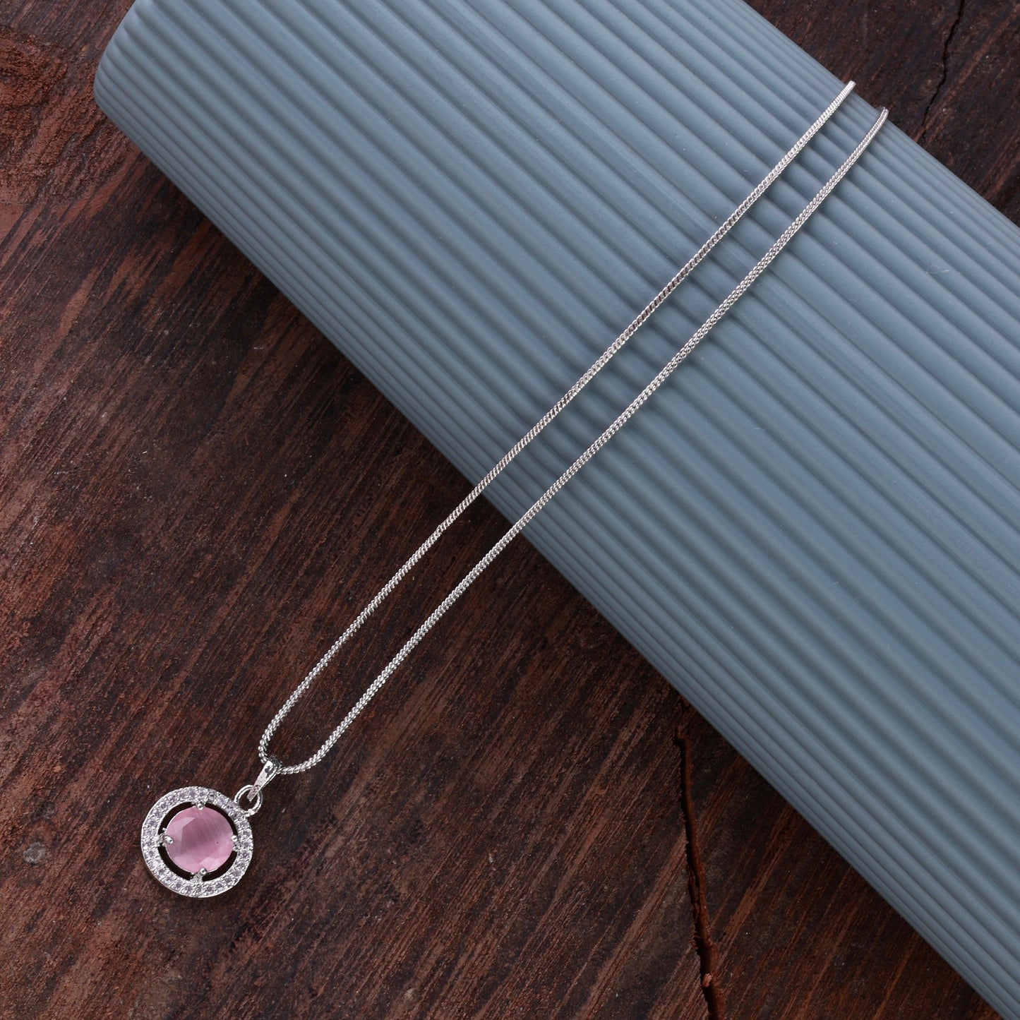 Blush Jack American Diamond Pendant with Chain