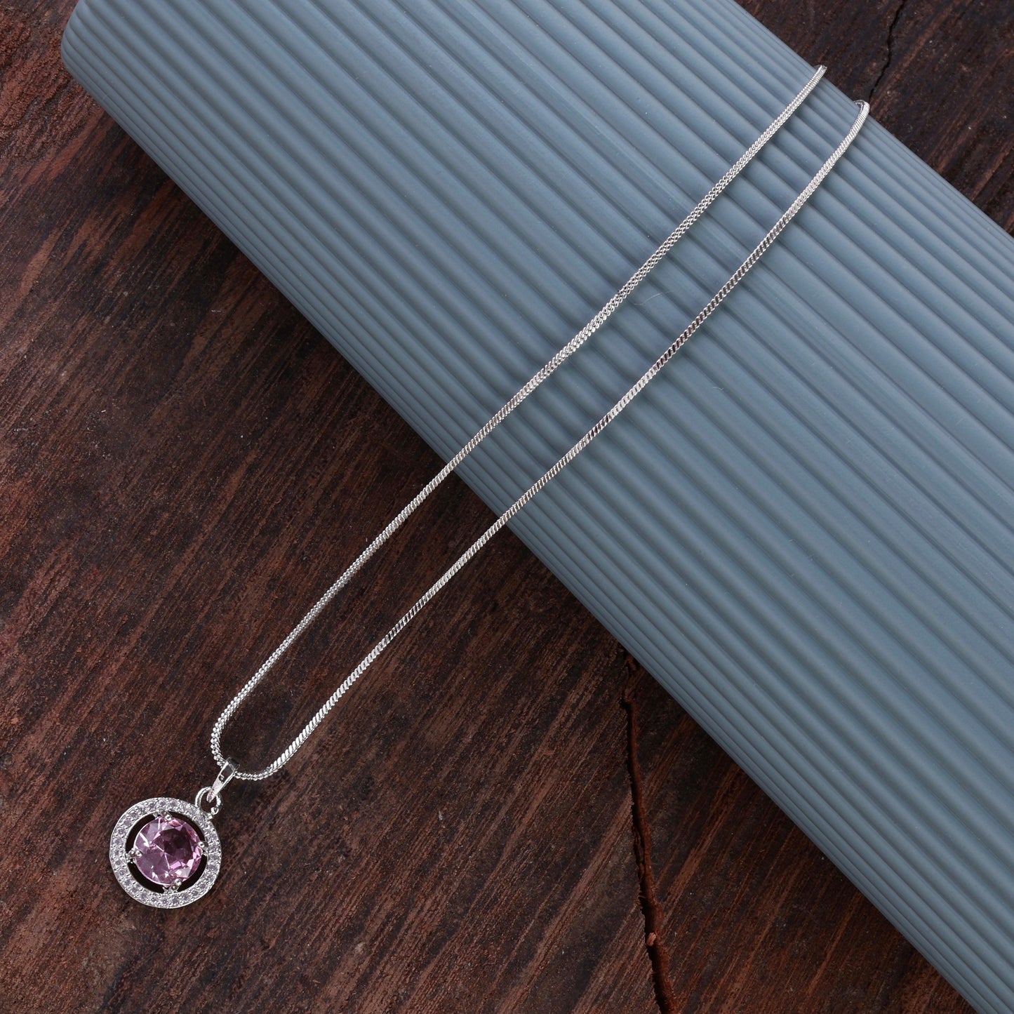 Crystal Blush Jack American Diamond Pendant with Chain