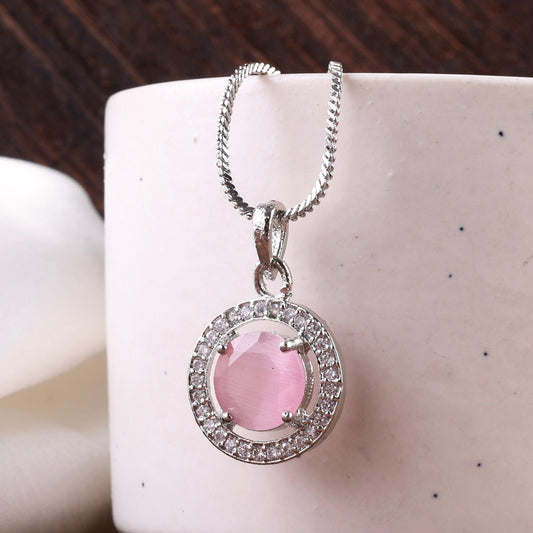 Blush Jack American Diamond Pendant with Chain
