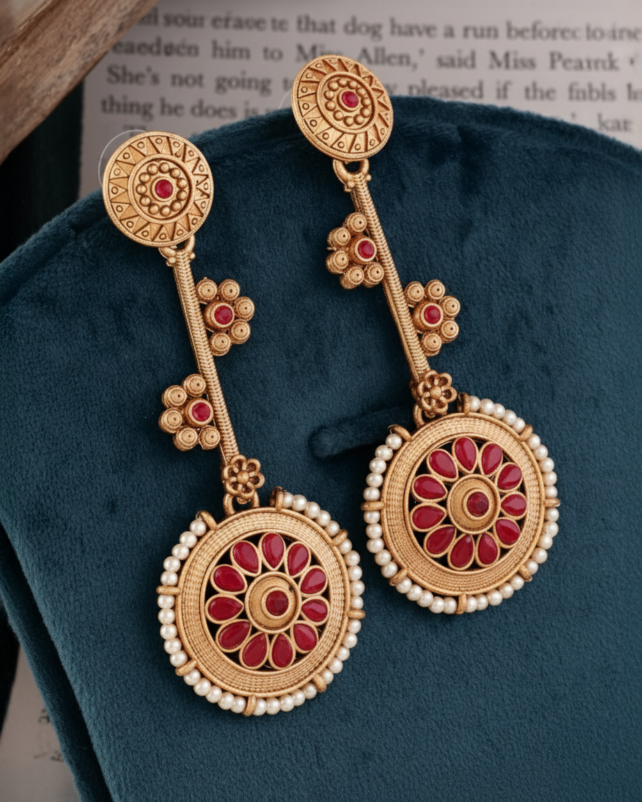 Ruby Rohan Designer Earring Brass Lookalike