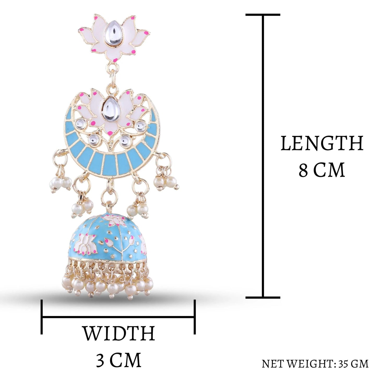 Sky Blue Long Moon Jhumka