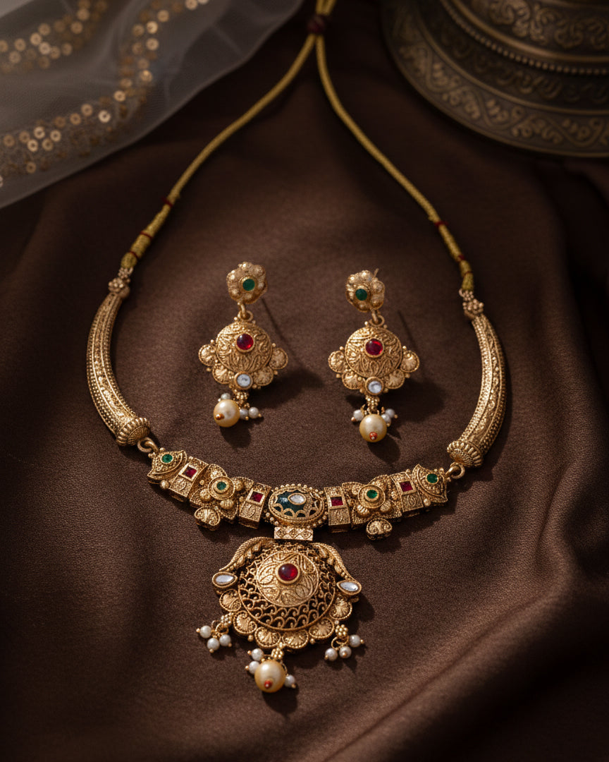 Kaya Rajwada Necklace Set with Earring