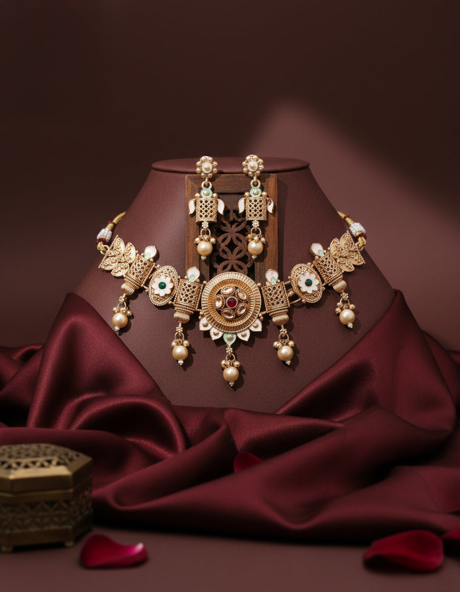 Meeta Rajwada Necklace Set with Earring