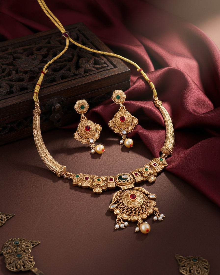 Kaya Rajwada Necklace Set with Earring