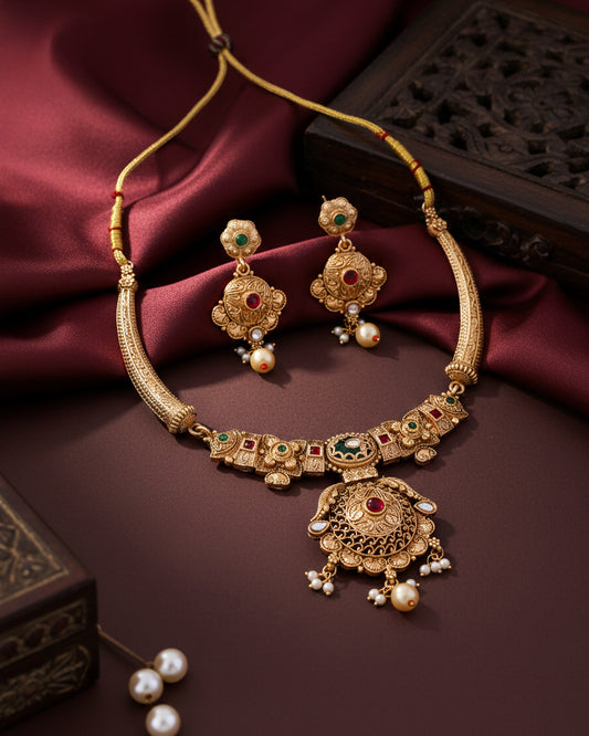 Kaya Rajwada Necklace Set with Earring