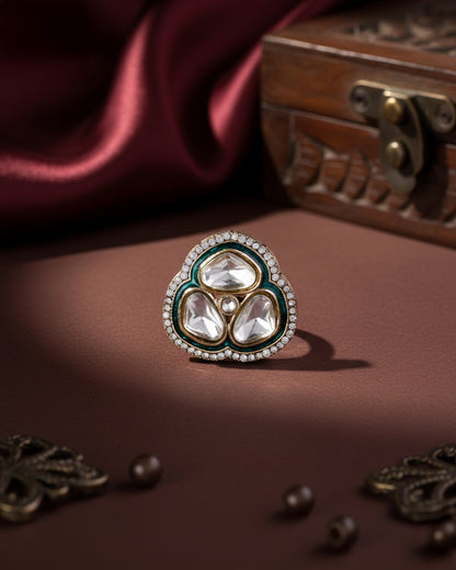 Green Suryansh Meenakari Ring