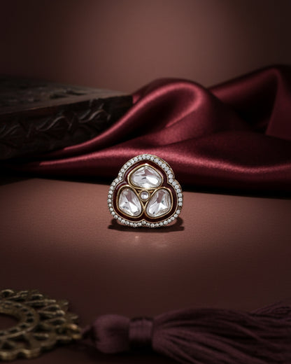 Maroon Suryansh Meenakari Ring