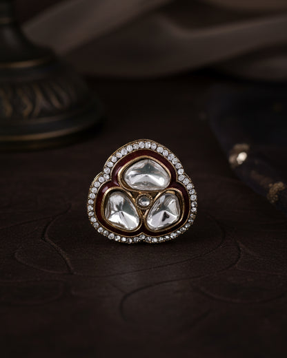 Maroon Suryansh Meenakari Ring