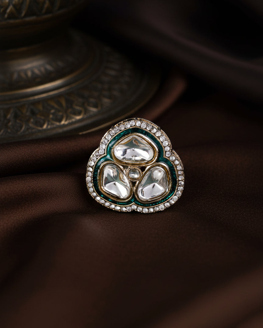 Green Suryansh Meenakari Ring