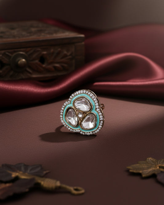 Turquoise Suryansh Meenakari Ring