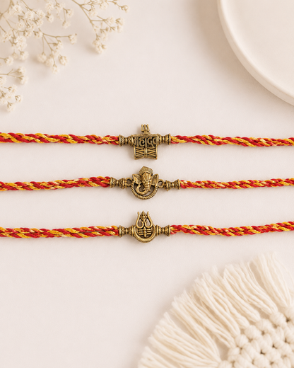 Mahadev-Gajanan-Kailash Rakhi Set Pack of 3 | Tilak Set Included