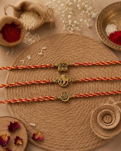 Mahadev-Gajanan-Kailash Rakhi Set Pack of 3 | Tilak Set Included