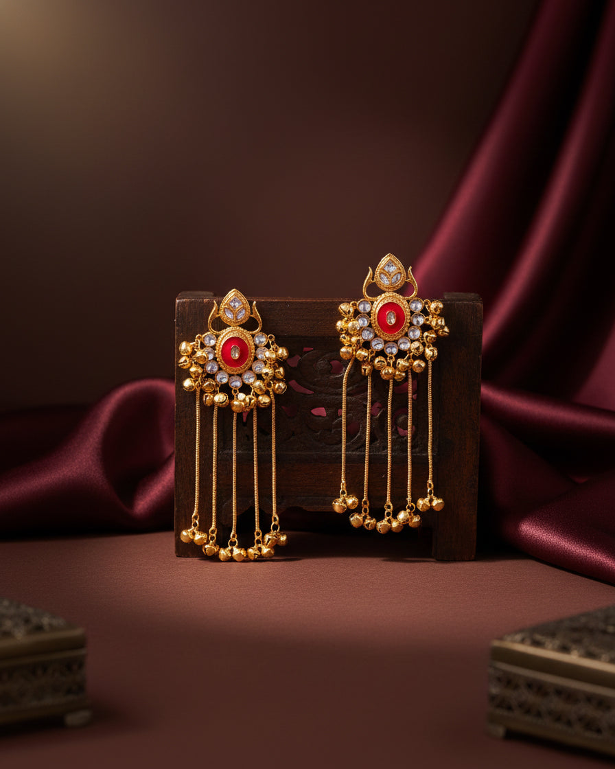 Pink Shriqala Kashmiri Look Ghunghru Earring