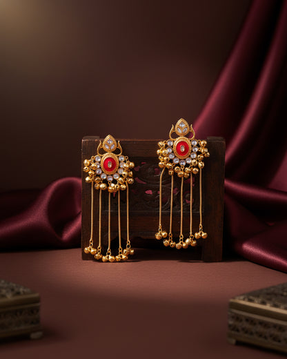 Pink Shriqala Kashmiri Look Ghunghru Earring
