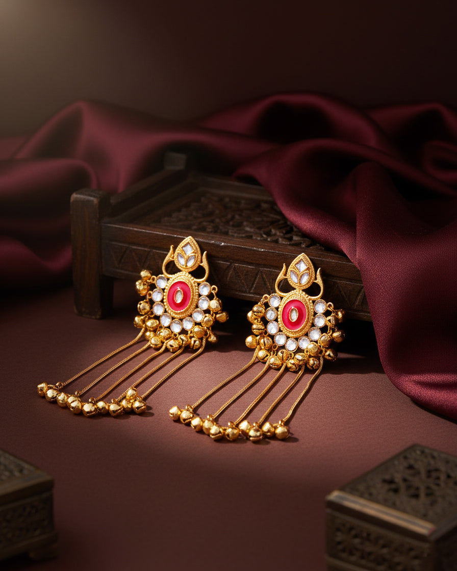 Pink Shriqala Kashmiri Look Ghunghru Earring