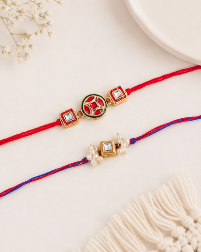 Arin-Ved Rakhi Set Pack of 2 | Tilak Set Included