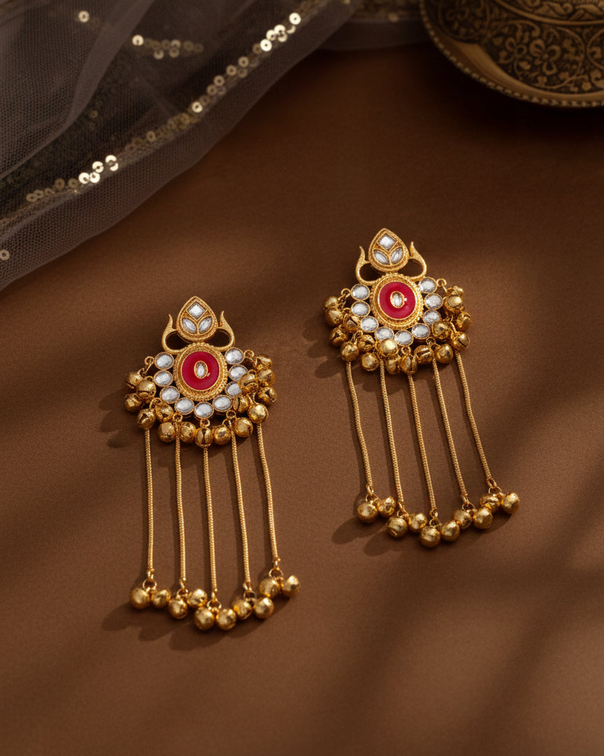 Pink Shriqala Kashmiri Look Ghunghru Earring