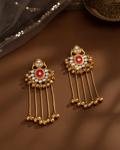 Pink Shriqala Kashmiri Look Ghunghru Earring