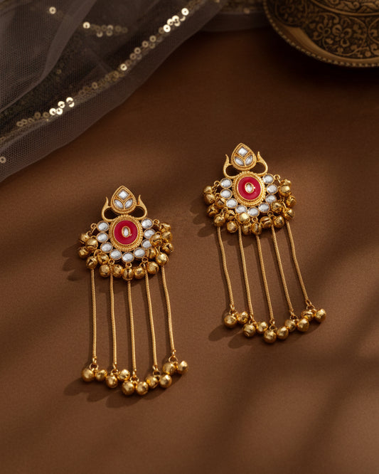 Pink Shriqala Kashmiri Look Ghunghru Earring