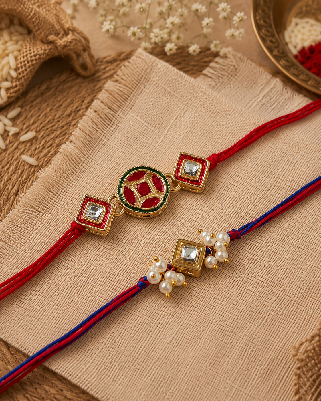 Arin-Ved Rakhi Set Pack of 2 | Tilak Set Included