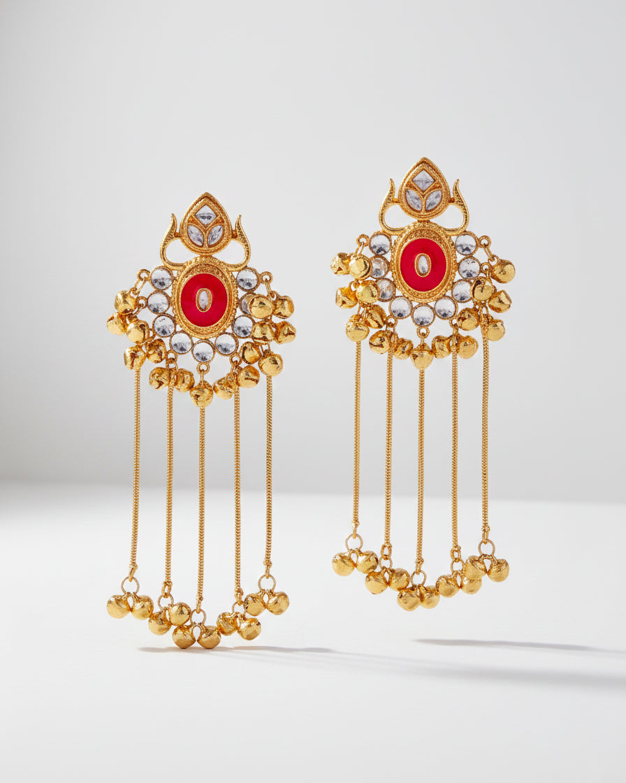 Pink Shriqala Kashmiri Look Ghunghru Earring
