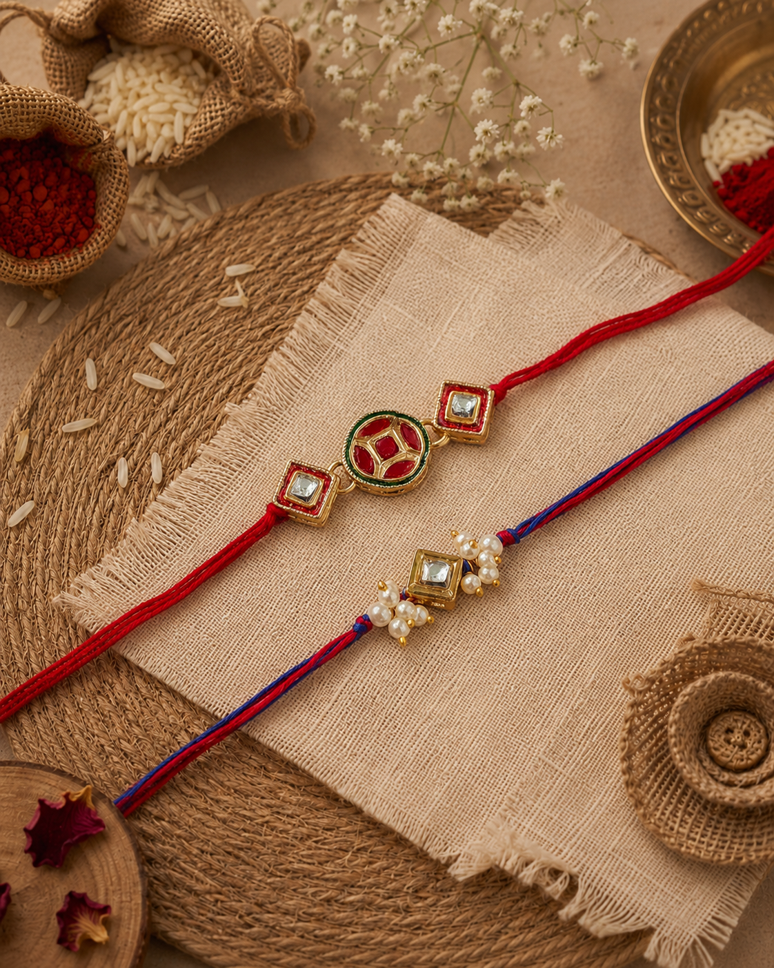 Arin-Ved Rakhi Set Pack of 2 | Tilak Set Included