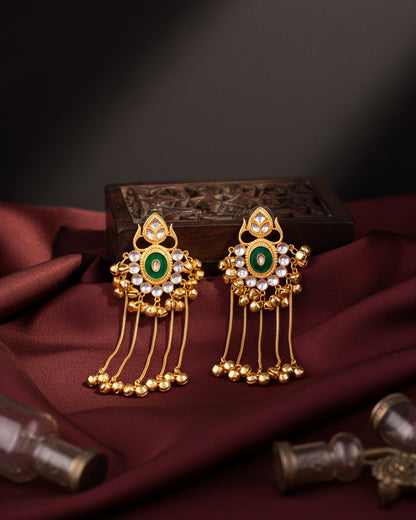 Green Shriqala Kashmiri Look Ghunghru Earring
