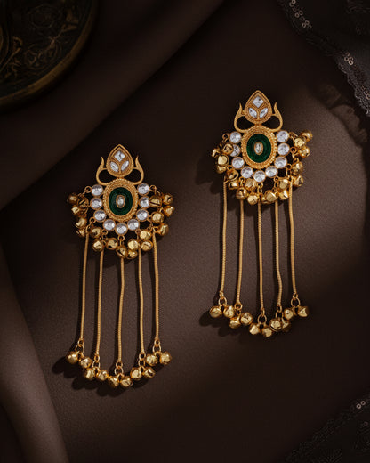 Green Shriqala Kashmiri Look Ghunghru Earring