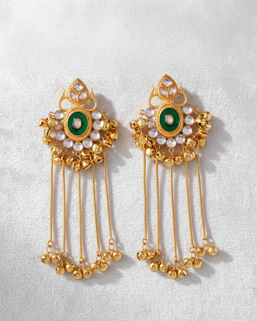 Green Shriqala Kashmiri Look Ghunghru Earring