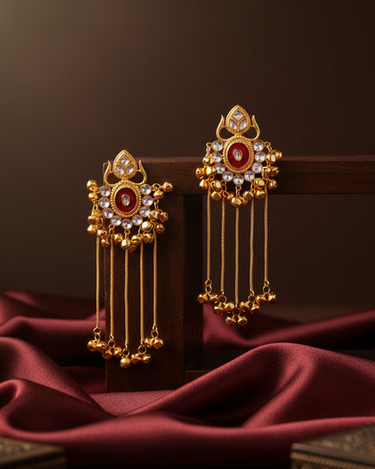 Red Shriqala Kashmiri Look Ghunghru Earring