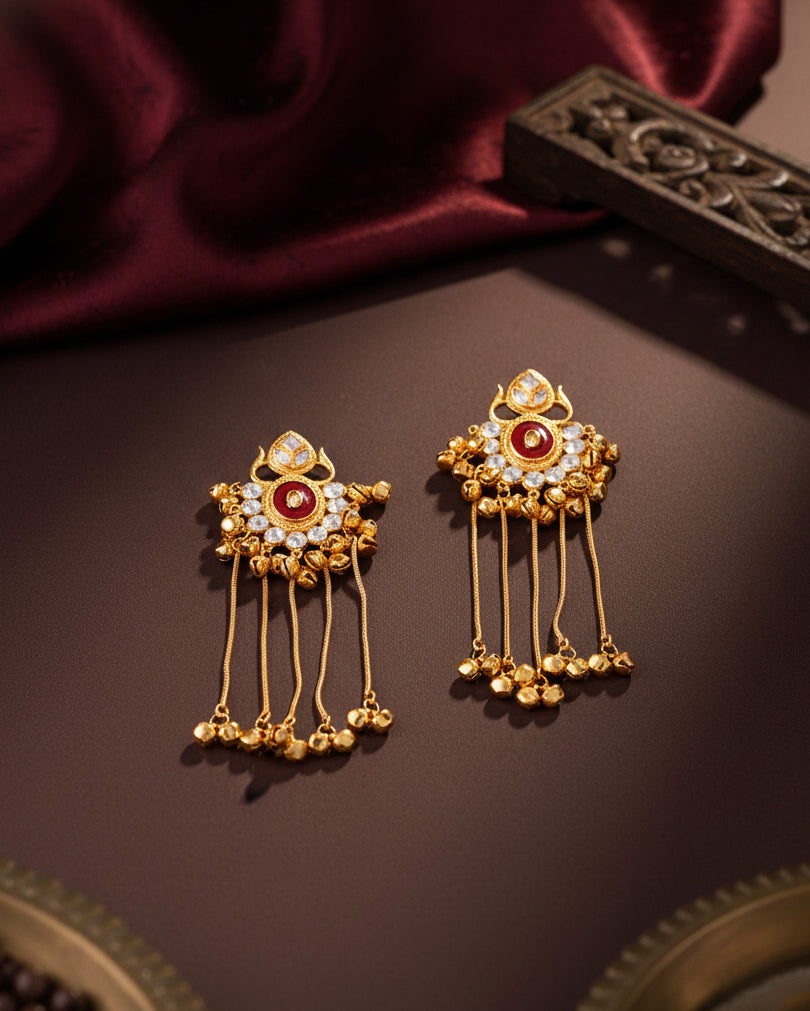 Red Shriqala Kashmiri Look Ghunghru Earring