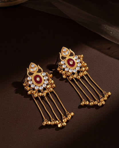 Red Shriqala Kashmiri Look Ghunghru Earring