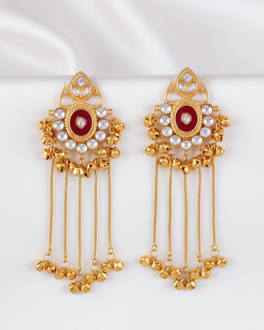 Red Shriqala Kashmiri Look Ghunghru Earring