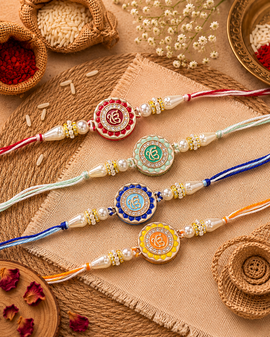 Ek Onkar Rakhi For Brother Pack of 4 | Tilak Set Included