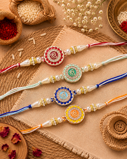 Ek Onkar Rakhi For Brother Pack of 4 | Tilak Set Included