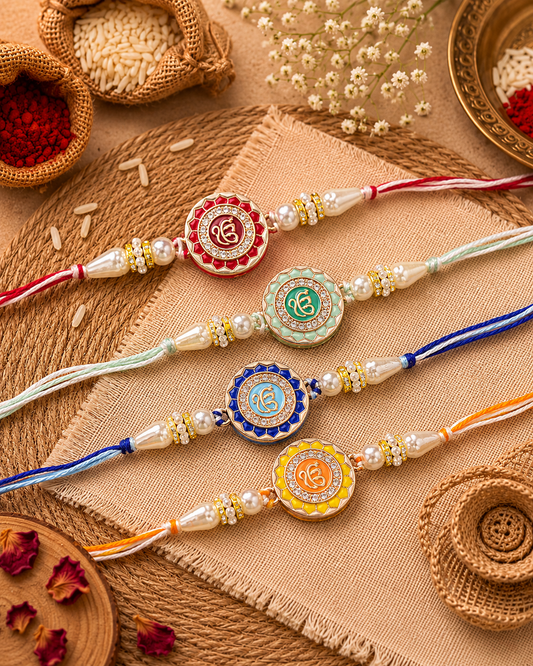 Ek Onkar Rakhi For Brother Pack of 4 | Tilak Set Included