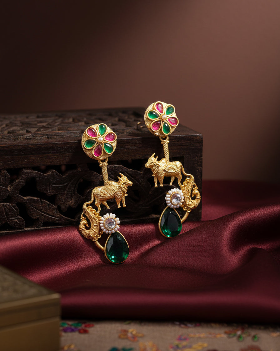 Manovya Designer Cow Earring